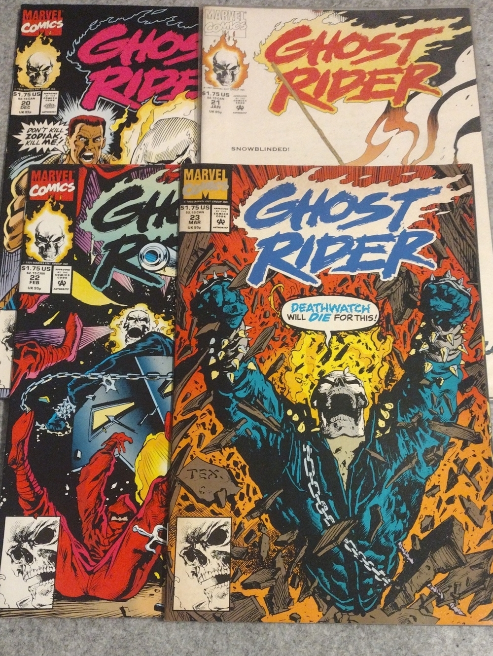 Marvel Ghost Rider Comic Book Lot - Blue, Orange, Black Covers